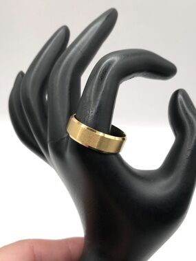 Brushed Gold-Tone Men’s Stainless Steel Band Ring